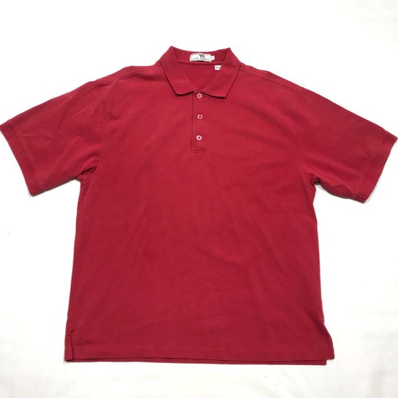 Lot of 2 (Red, Tan) Vintage 90s AM Player Combed Cotton Golf Polo Shirt Mens XL - Picture 4 of 6